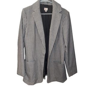 A New Day Women's Blazer XS Blue Plaid Soft Casual Jacket Button Gray New